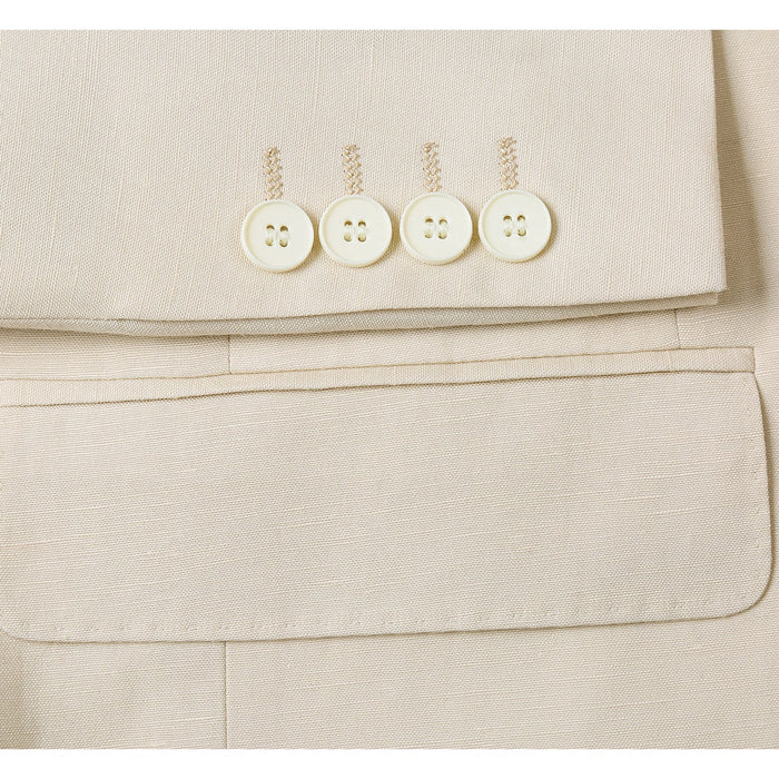 Slim Fit Checked Linen Suit 611-6 by Renoir