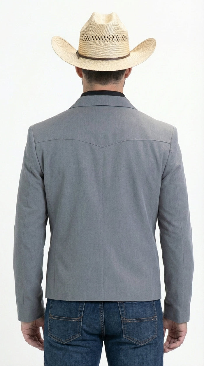Mens Gray Western Blazer Set – Cowboy Style Jacket and Pants Outfit Classic Country Western Suit