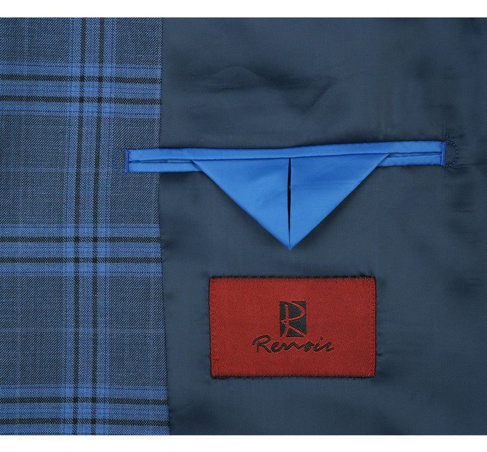 Men's Slim Fit Windowpane Stretch Suit by Renoir