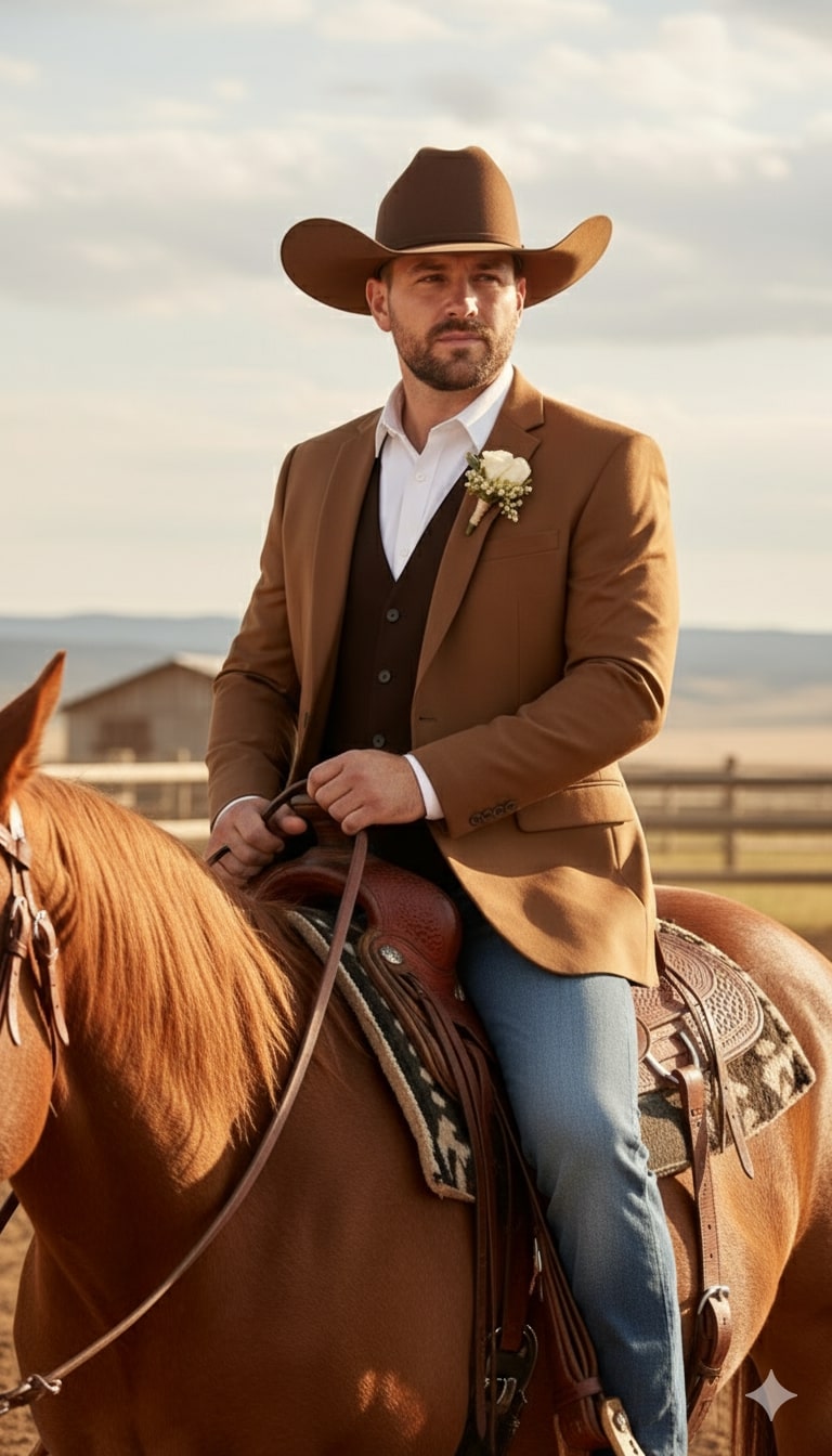 Men's Western Blazer in Rust Copper Brown