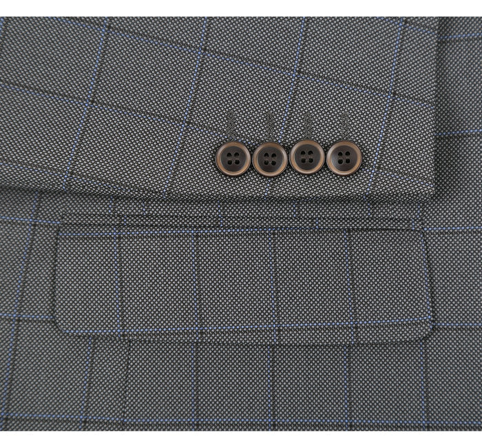 Men's Windowpane Check Two Piece Classic Suit