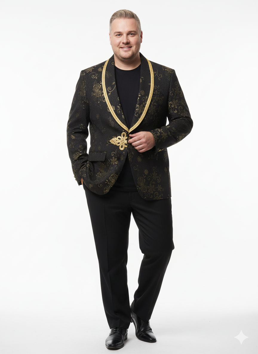 Men’s Black & Gold Embroidered Luxury Blazer