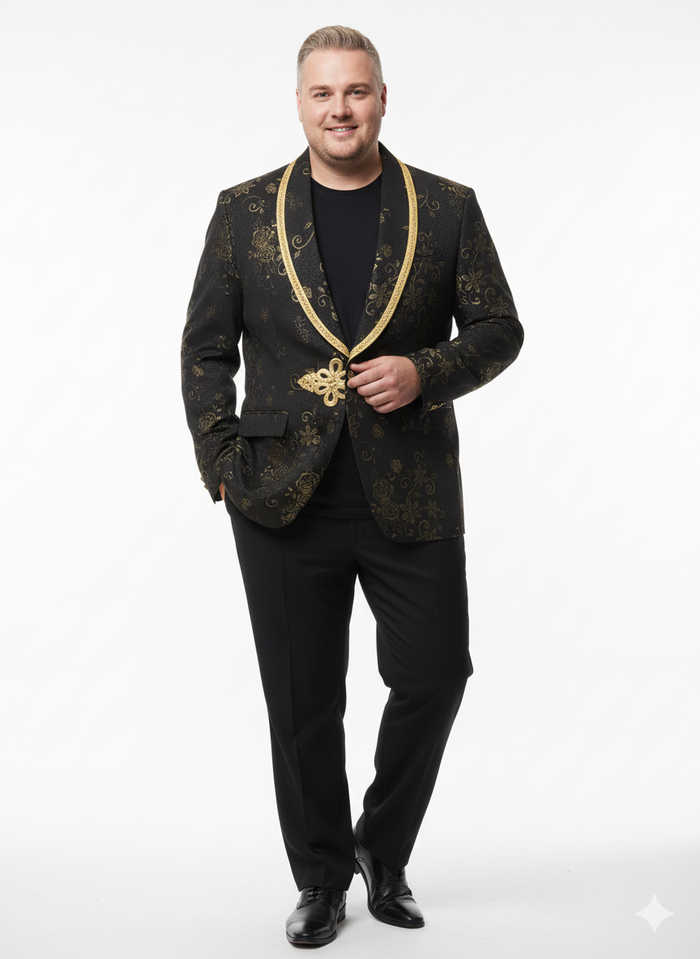 Men’s Black & Gold Embroidered Luxury Blazer