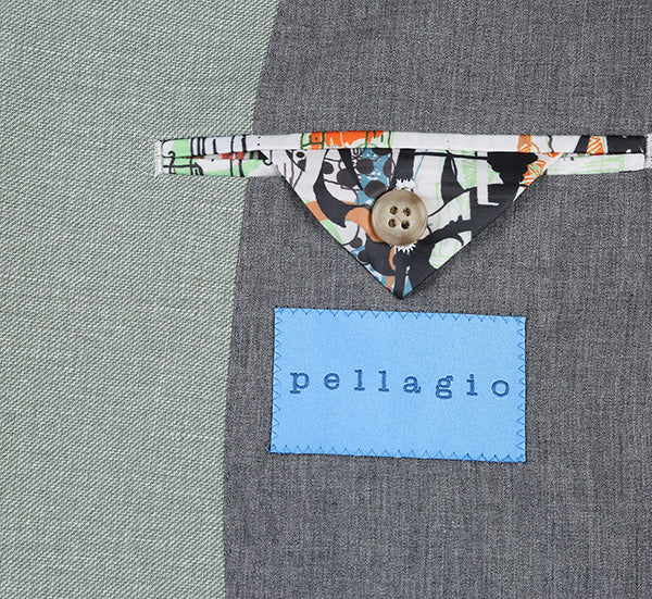 Half Canvas Slim Fit Blazer - Light Sage Gray