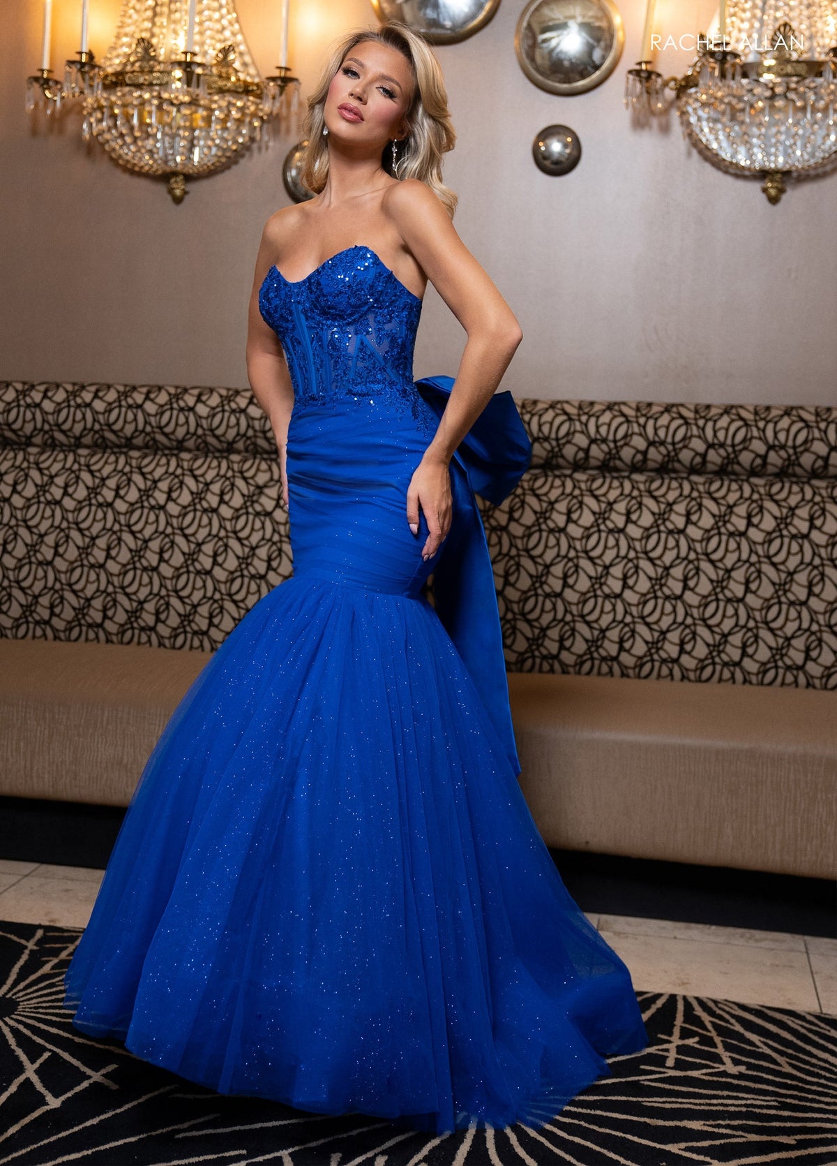 Rachel Allan 70726 Applique Strapless Mermaid Dress
