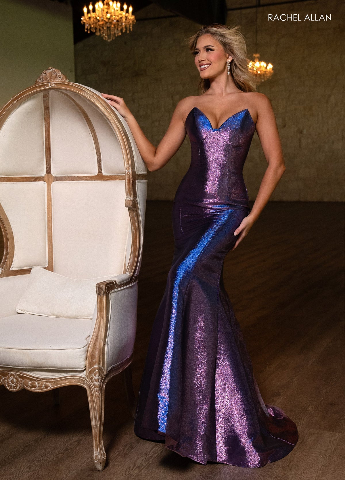 Rachel Allan 70743 Metallic Strapless Mermaid Dress