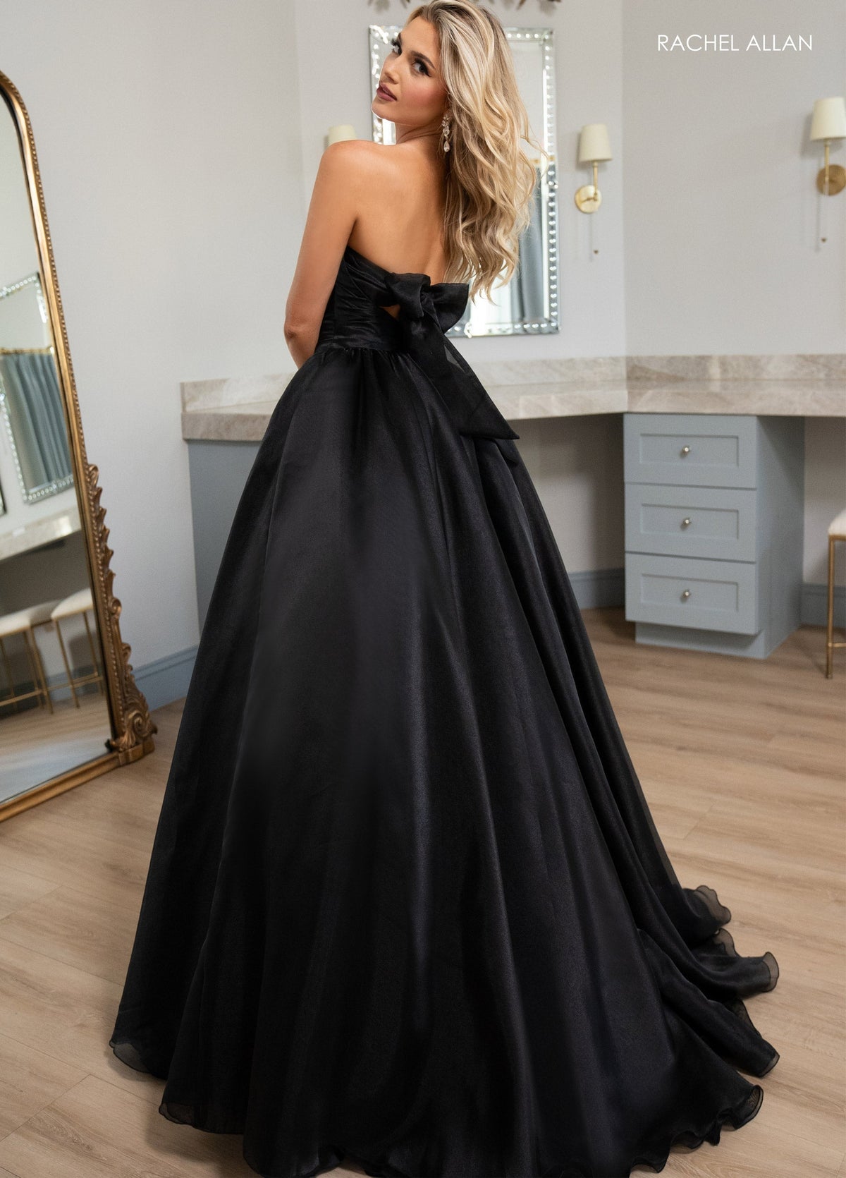 Rachel Allan 70768 Organza Strapless A-line Gown