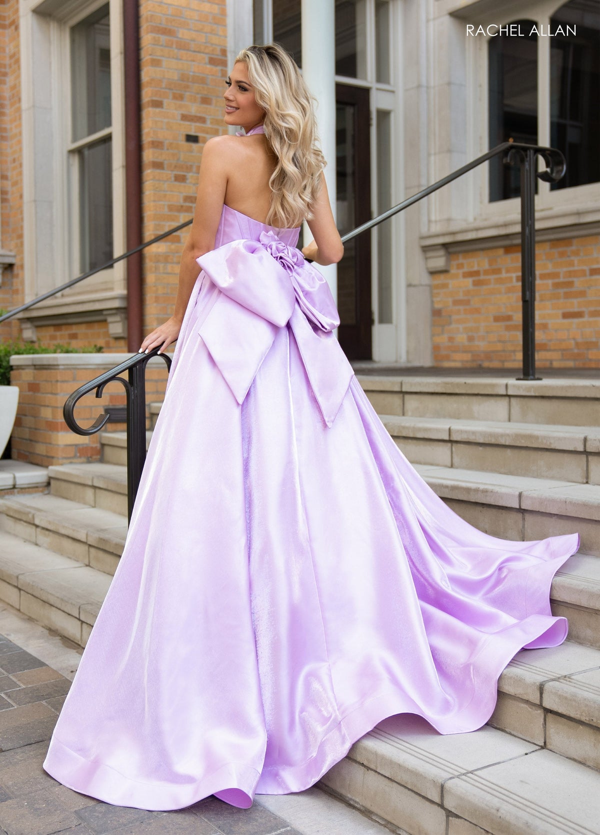 Rachel Allan 70781 Shiny Satin Strapless A-line Gown