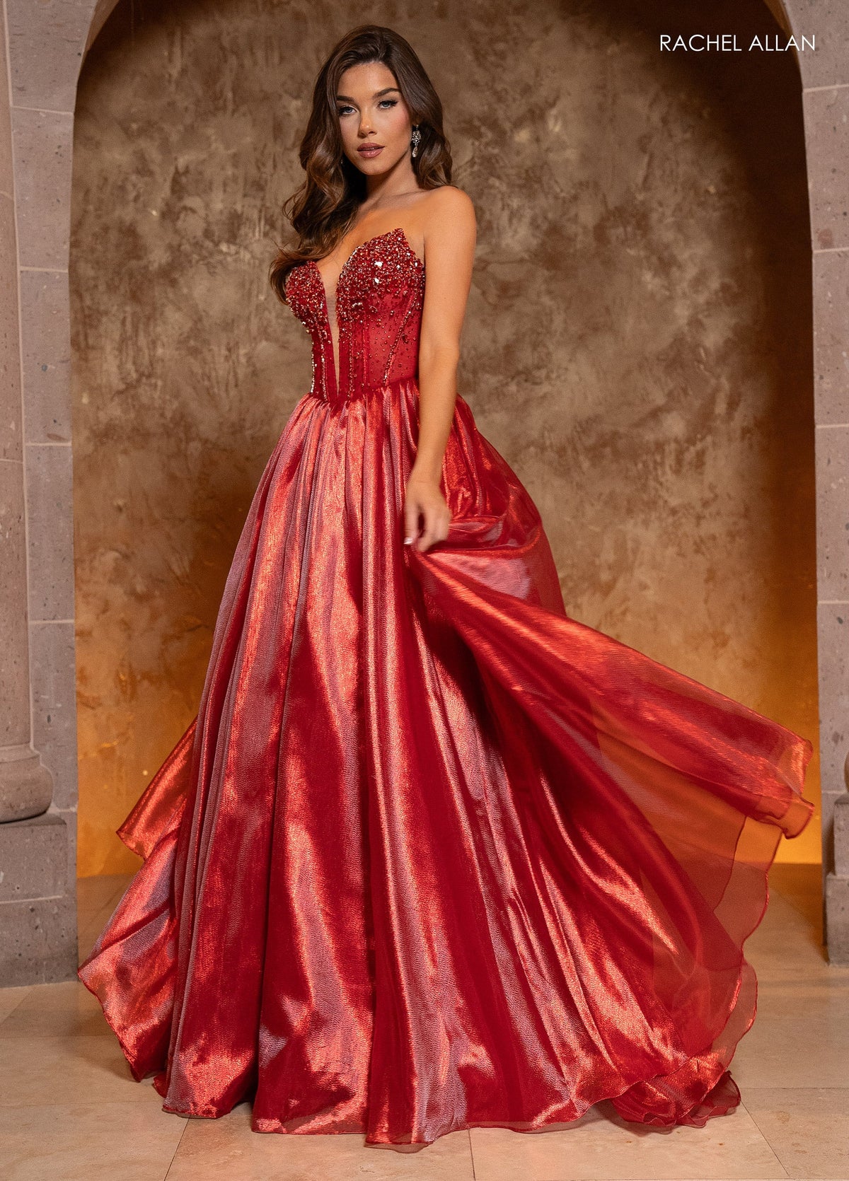 Rachel Allan 70812 Organza Strapless A-line Gown