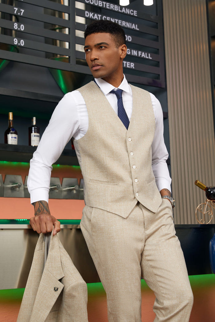 Stacy Adams Light Tan Two Button Vested Suit