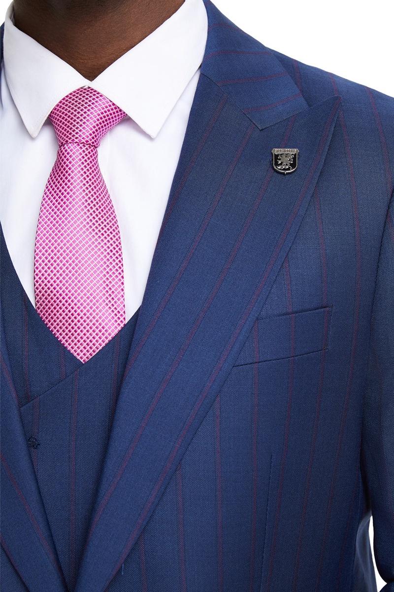 Stacy Adams Navy Pinstripe Vested Suit