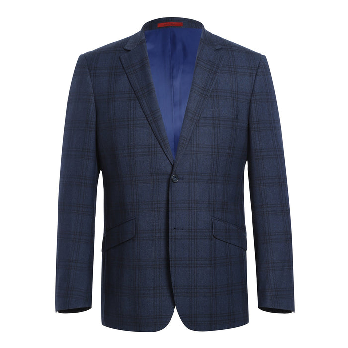 Men's Slim Fit Stretch Checked Suit by Renoir