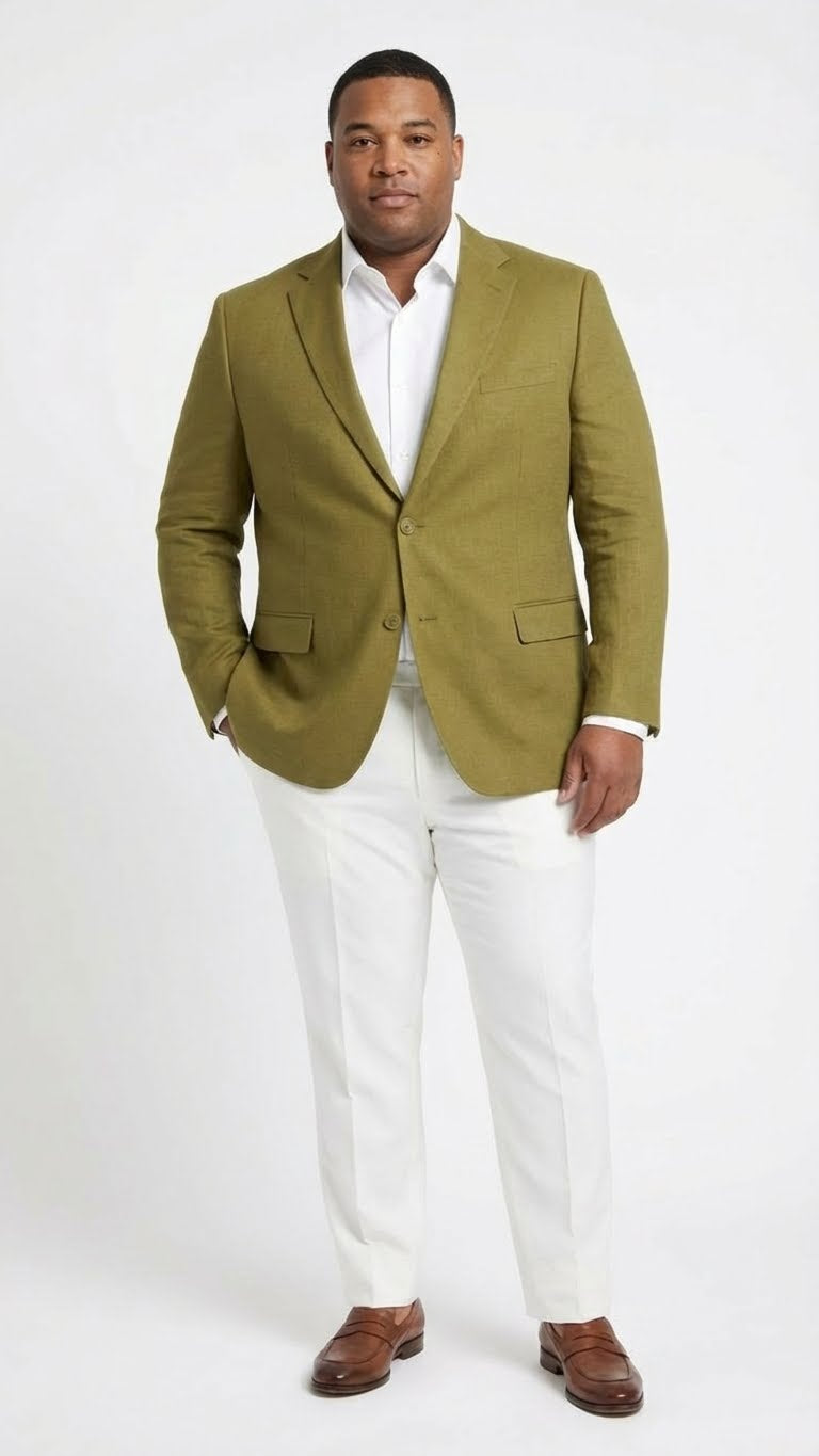 Men’s Olive Green Blazer Sport Coat – Linen Fabric Summer in pistachio sage green