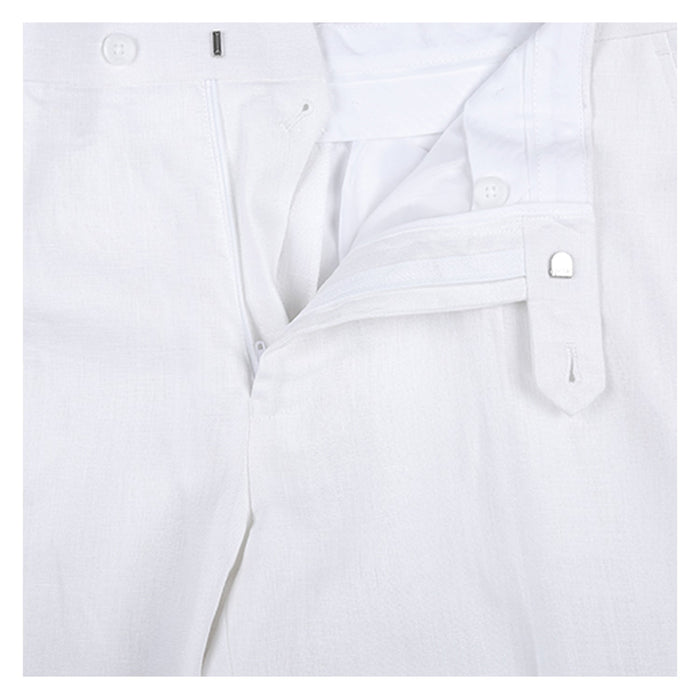 Men's White Linen Suit with Notch Lapel