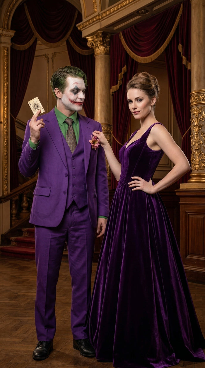 Men’s Purple Joker Blazer Dark Knight Inspired Jacket – Classic Villain Style Party Blazer, Halloween Costume Suit Jacket, Stylish Themed Wear