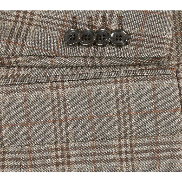 Men's Slim Fit Wool Checked Suit by Renoir