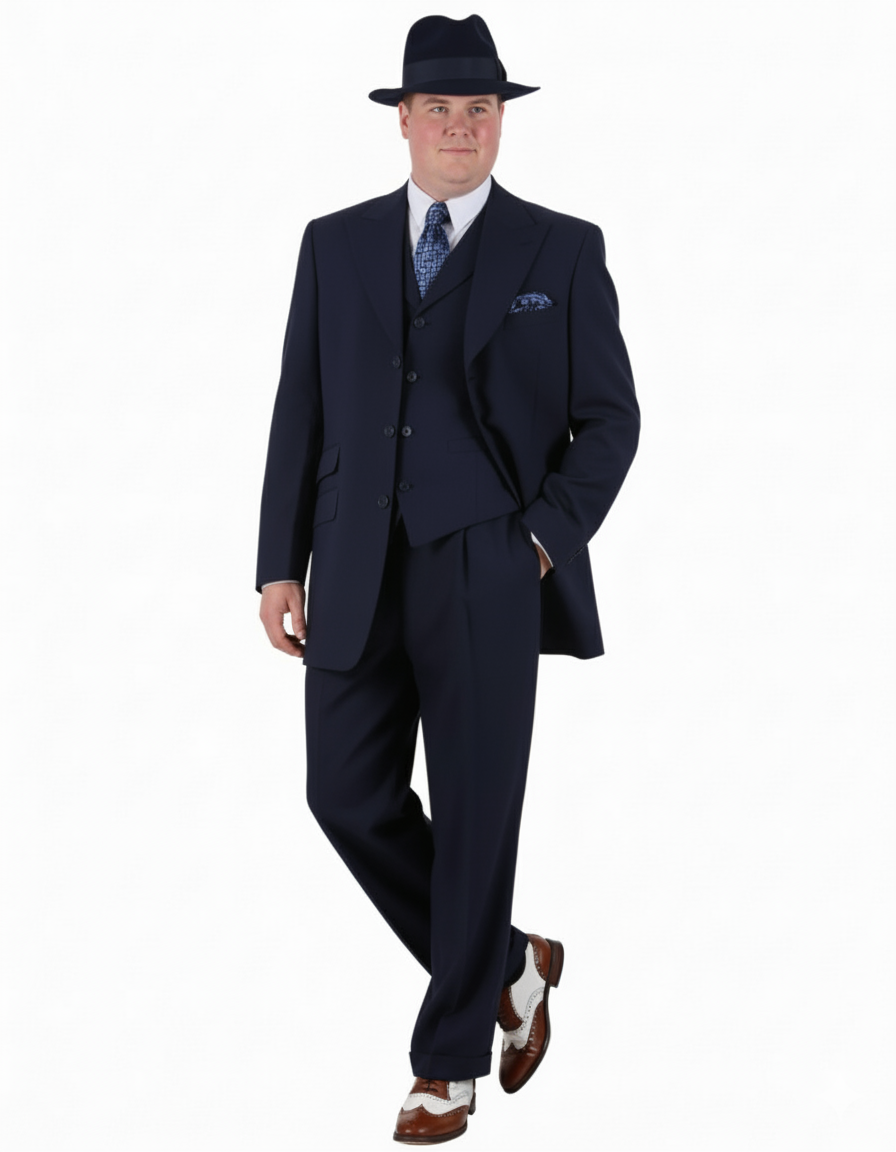 Men’s Navy Zoot Suit Gangster 3-Piece Set