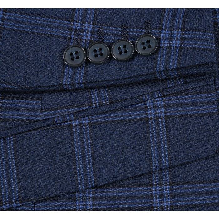 Men's Slim Fit Checked Suit 293-22 by Renoir