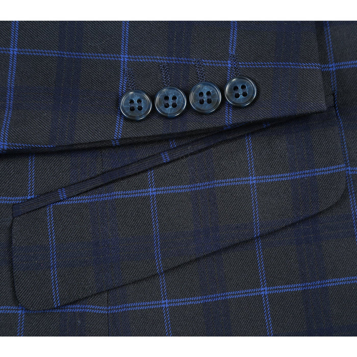 Men's Checked Classic Fit Suit by Renoir