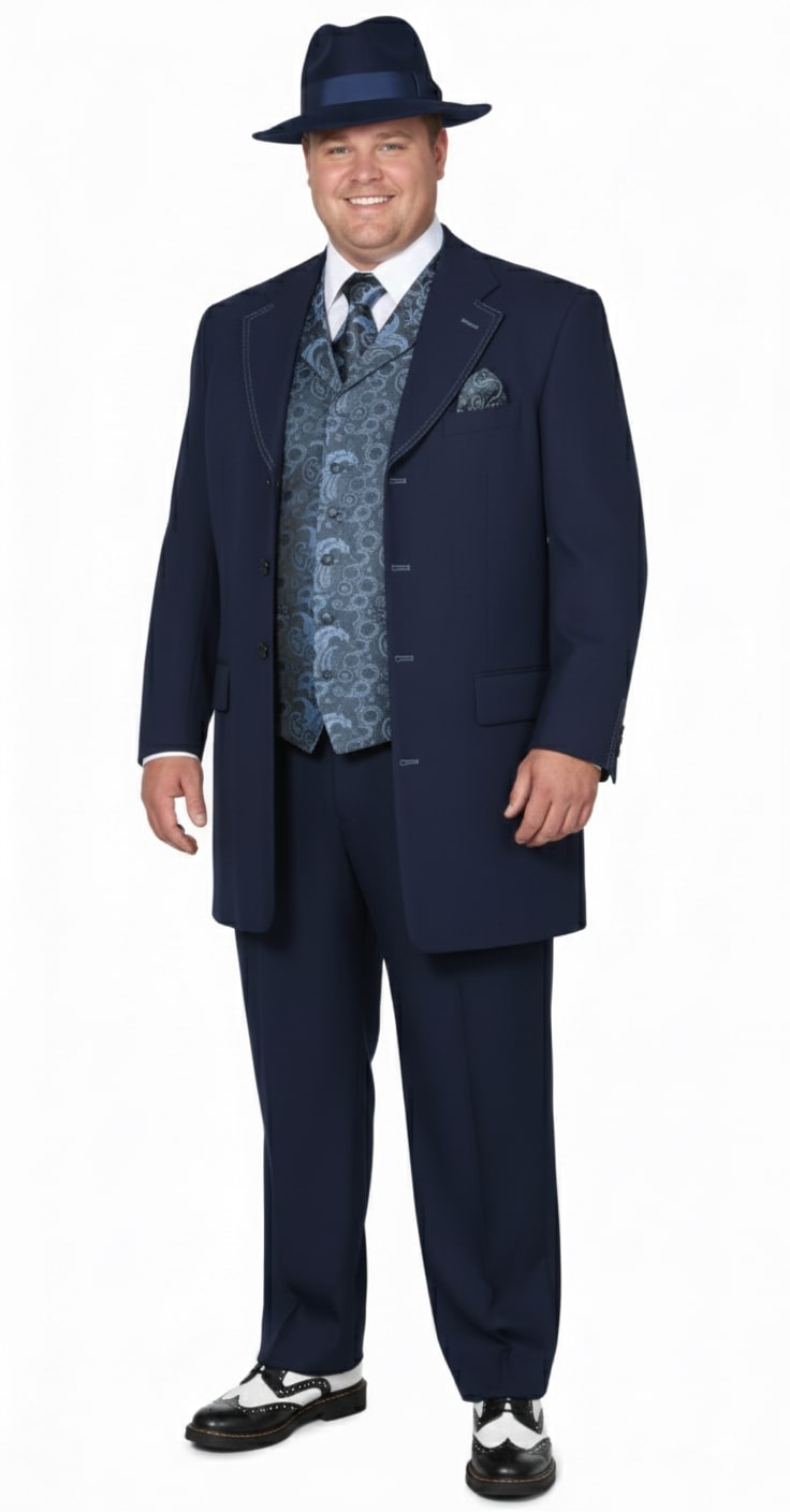 1920s Navy Blue Zoot Suit Classic 3-Piece