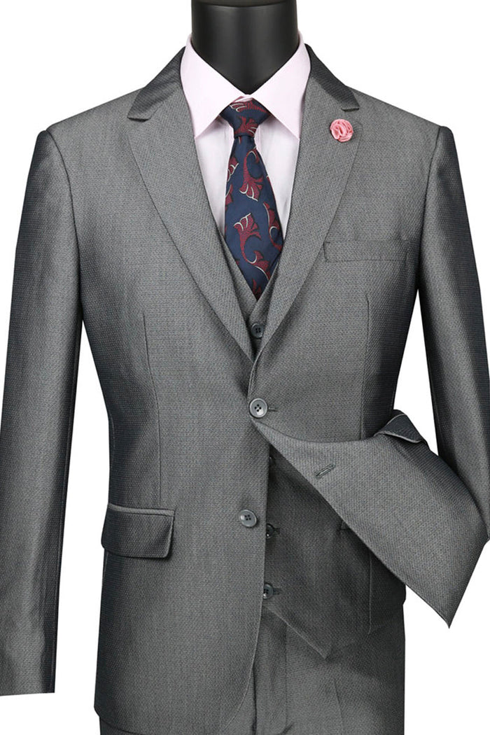 Ultra Slim Grey Vested Suit for Men