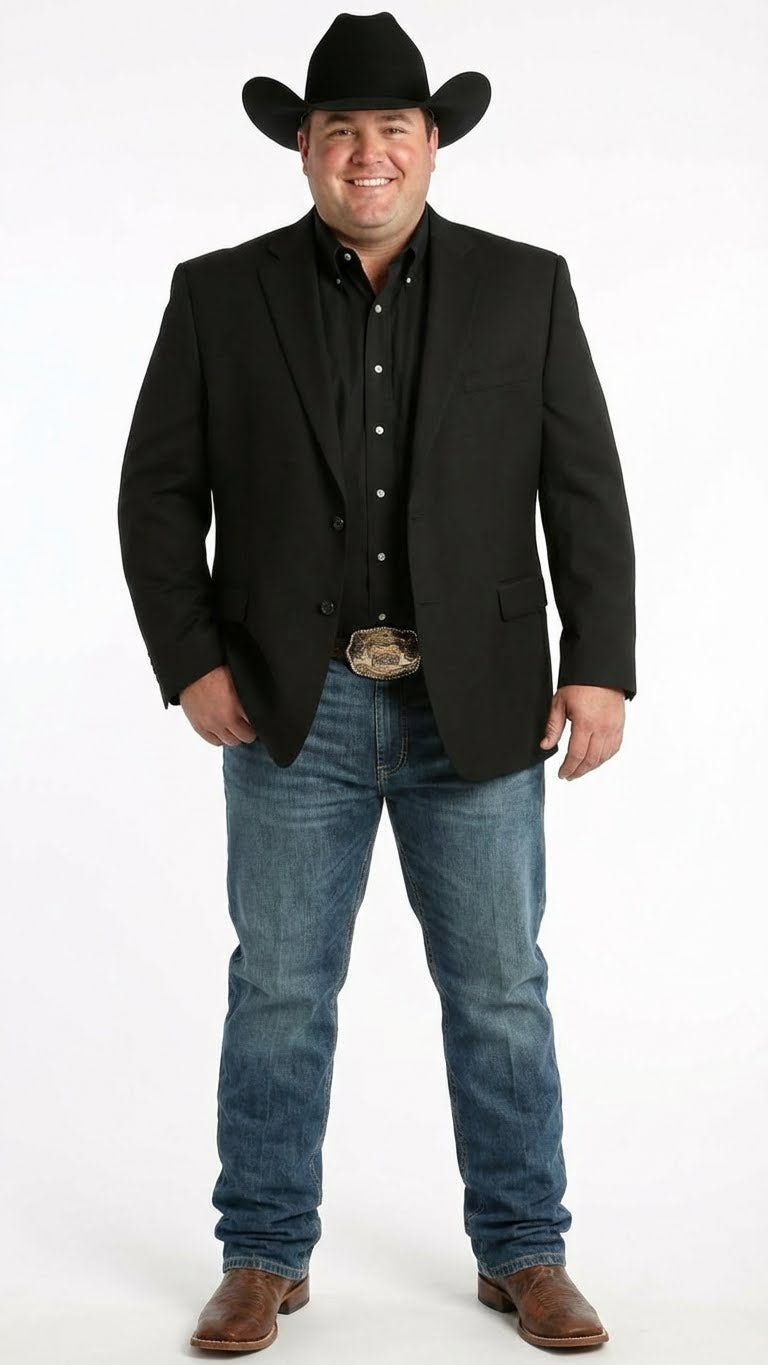 Men's Black Western Blazer Jacket, Classic Cowboy Style Sport Coat Casual Formal Wear 36 Short