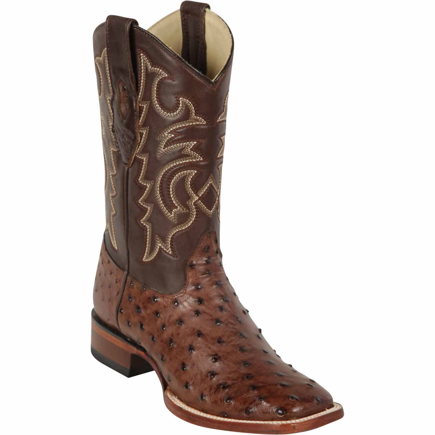 Los Altos Ostrich Skin Wide Square Toe Boots