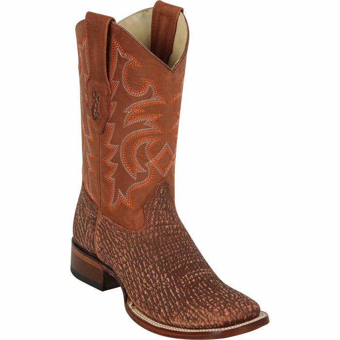 Los Altos Shark Skin Wide Square Toe Boots for Men
