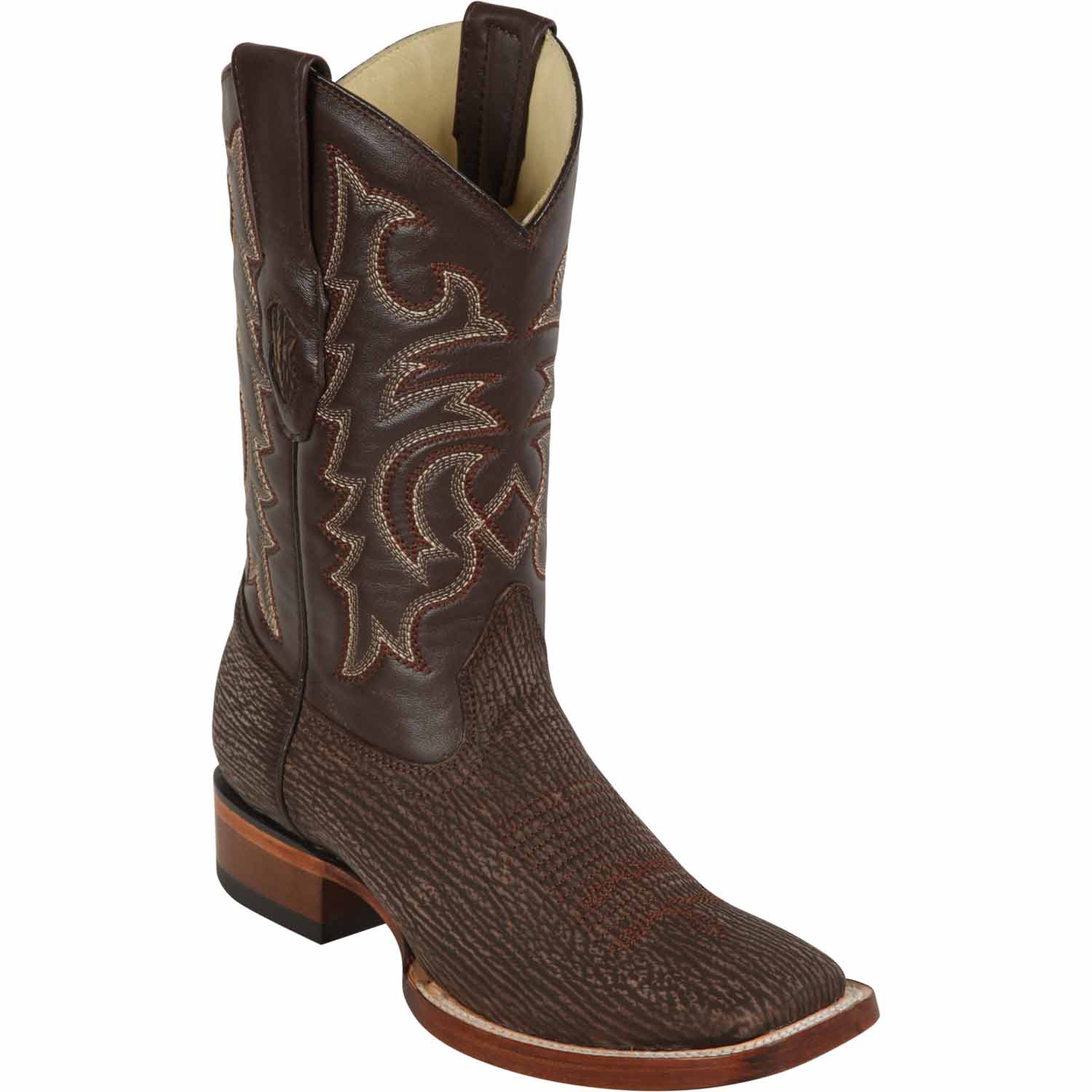 Los Altos Shark Skin Wide Square Toe Boots for Men