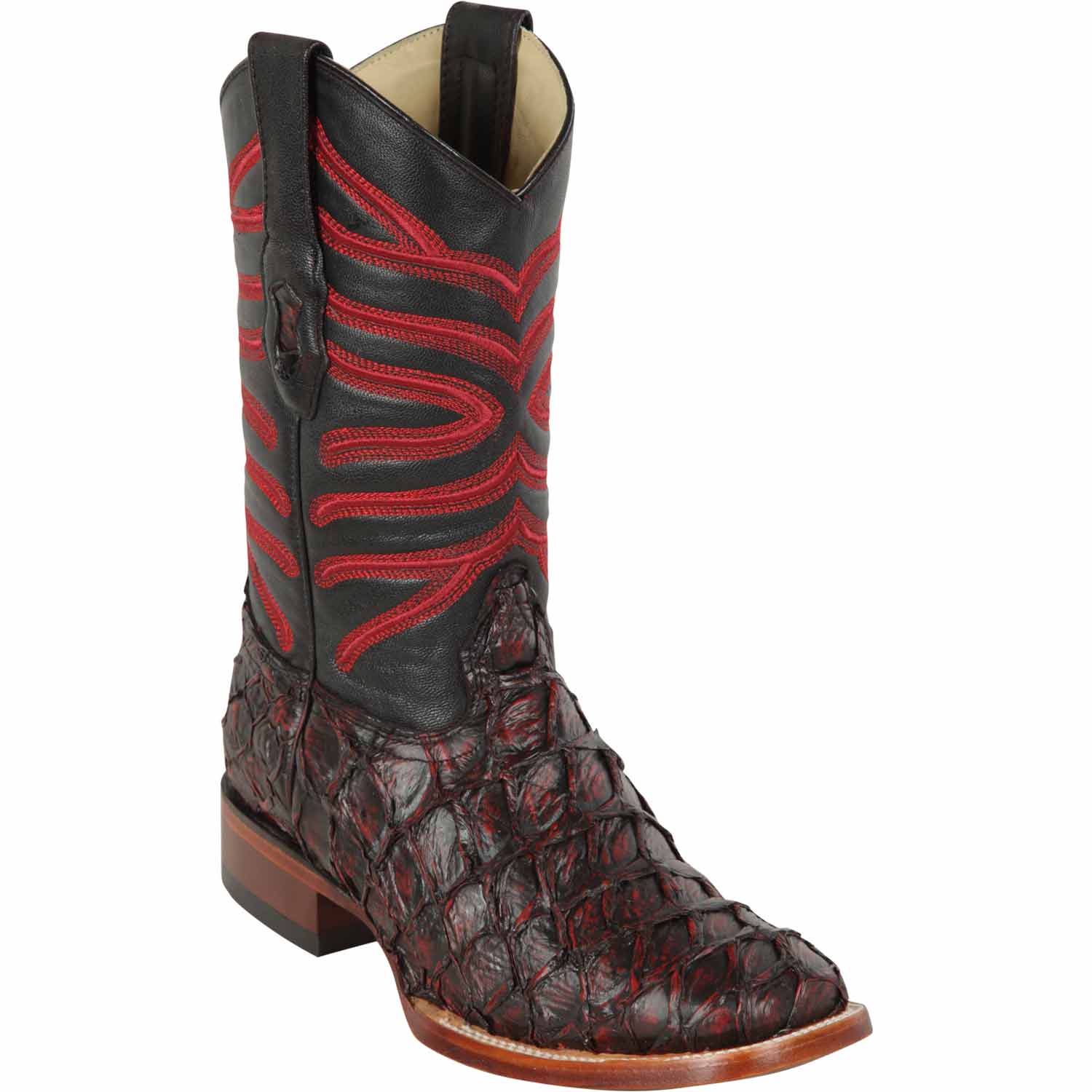 Botas de Pescado Pirarucu Rodeo Cuadrada Negro