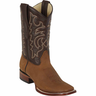 Los Altos Wide Square Toe Leather Boots Brown