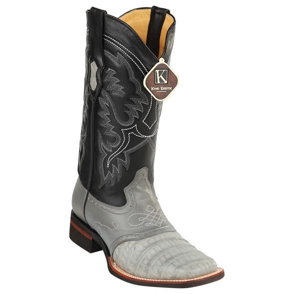 King Exotic Caiman Crepe Sole Square Toe Boots