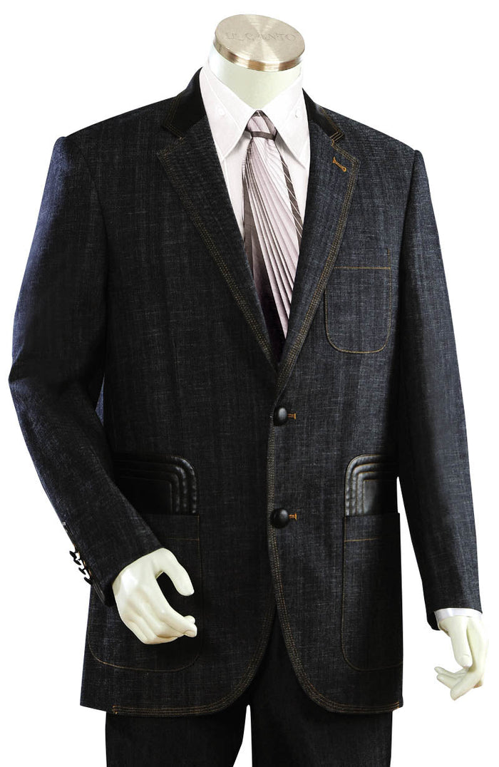 Denim Blazer Suit with Patch Pocket Details