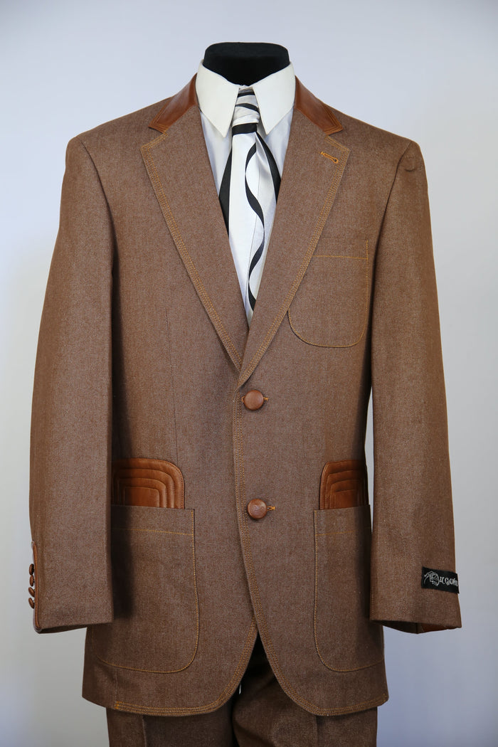 Denim Blazer 2 Button Suit with Patch Pocket