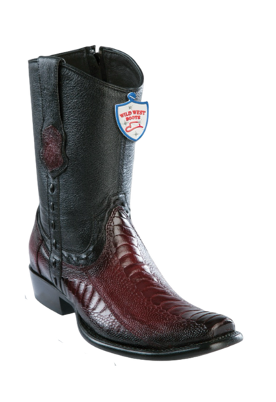 Wild West Ostrich Leg Boots Dubai Toe Burgundy
