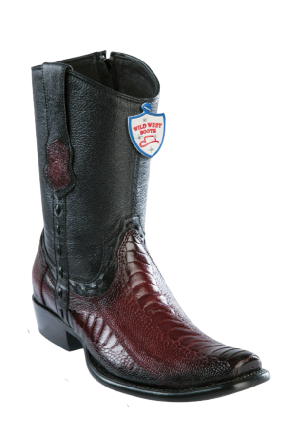 Wild West Ostrich Leg Boots Dubai Toe Burgundy