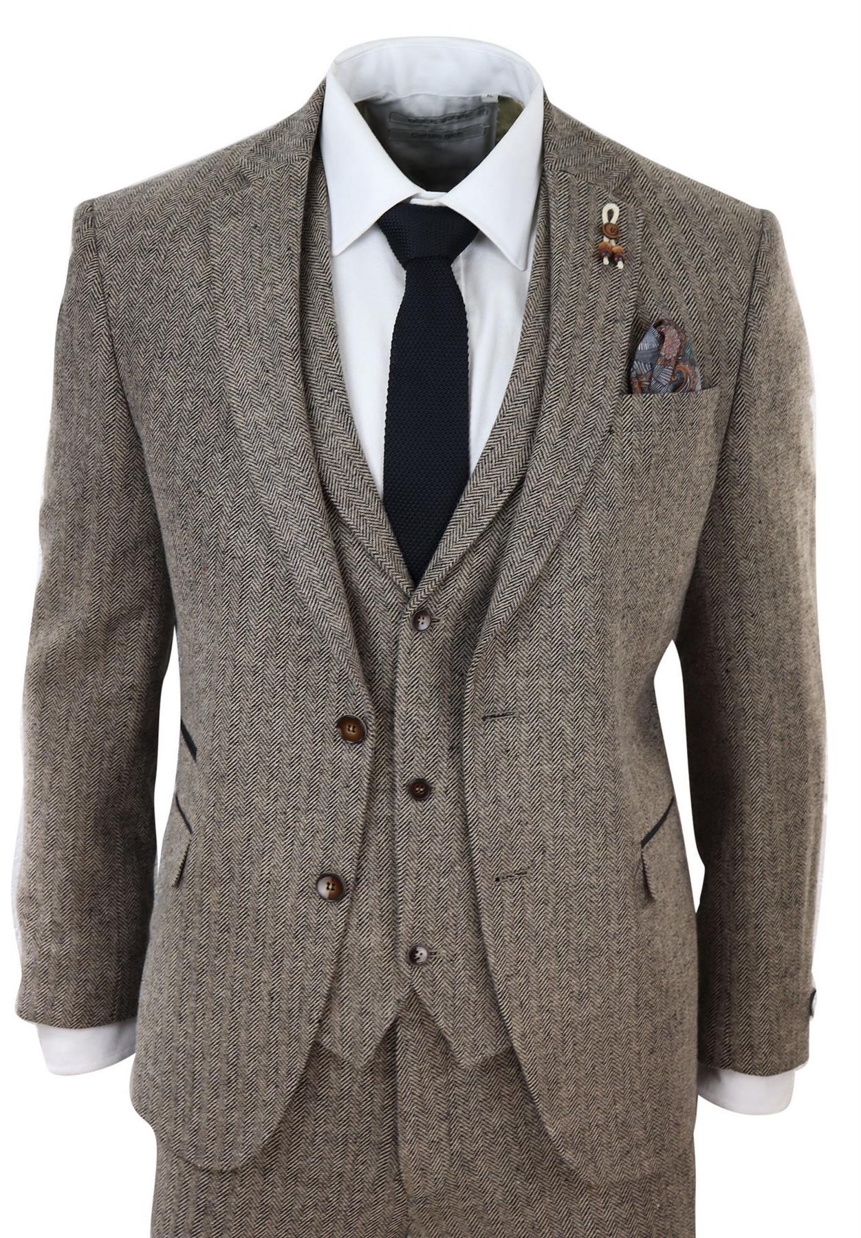 Classic Peaky Blinders Inspired Suit – Oak Brown 3-Piece Herringbone Tweed