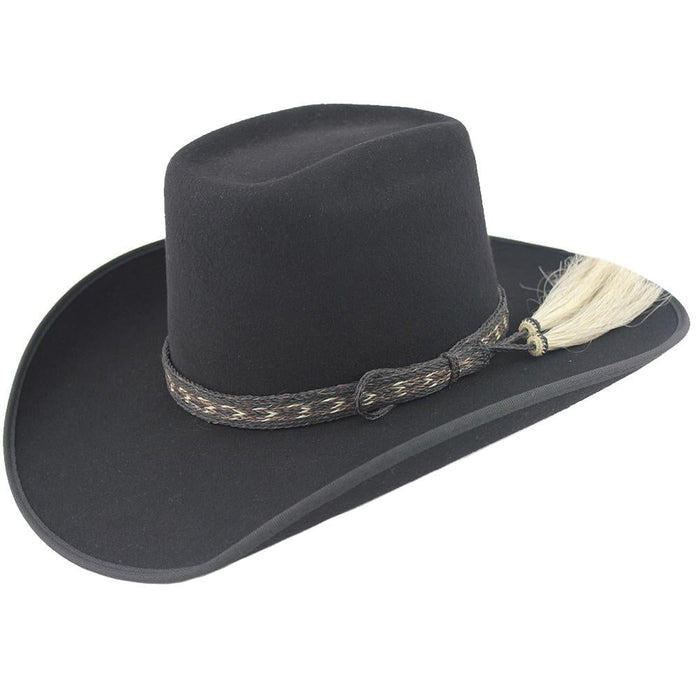 Black 6X Brick Crown Felt Hat with Horsehair Band