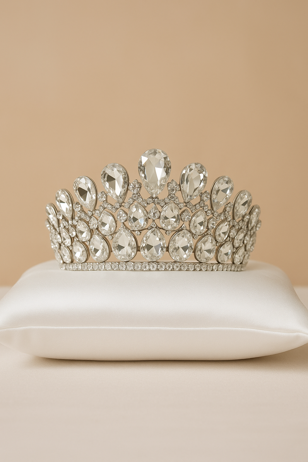 Crystal Teardrop Quinceañera Tiara – Silver Rhinestone Crown