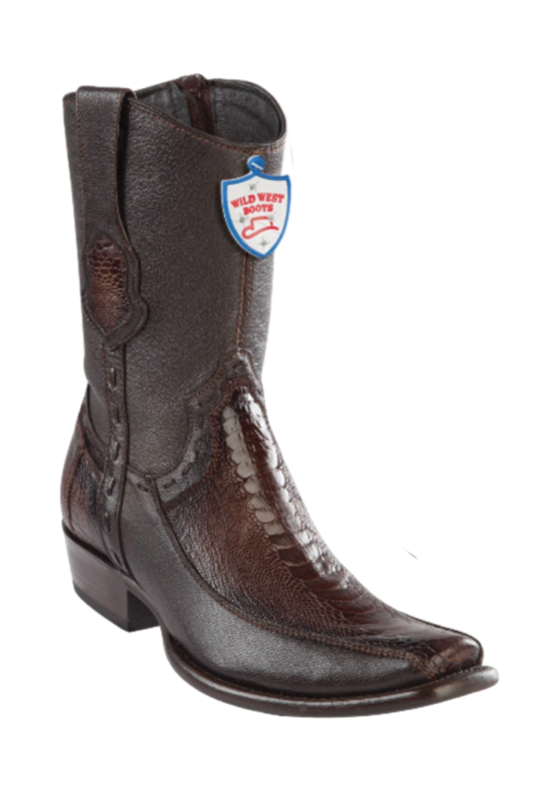 Wild West Ostrich Leg Boots Dubai Toe Faded Brown