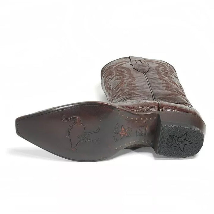 Los Altos Brown Snip Toe Ostrich Boots