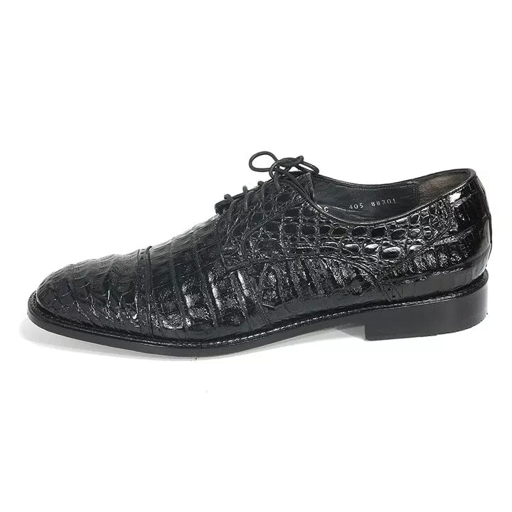 Los Altos Black Genuine Caiman Oxford Shoes