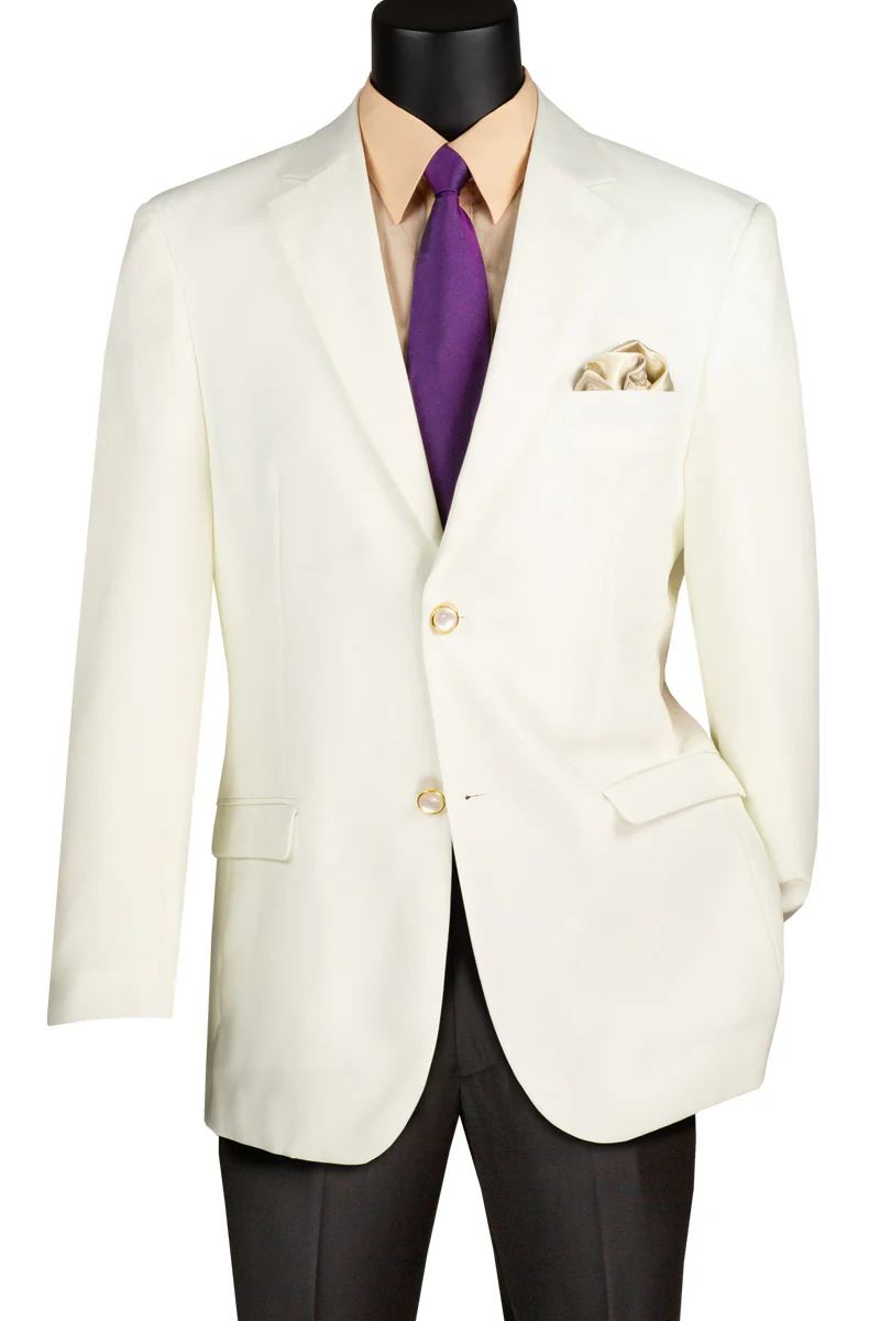 Elegant Ivory Poplin Blazer for Men – Classic Fit Evening Club Jacket