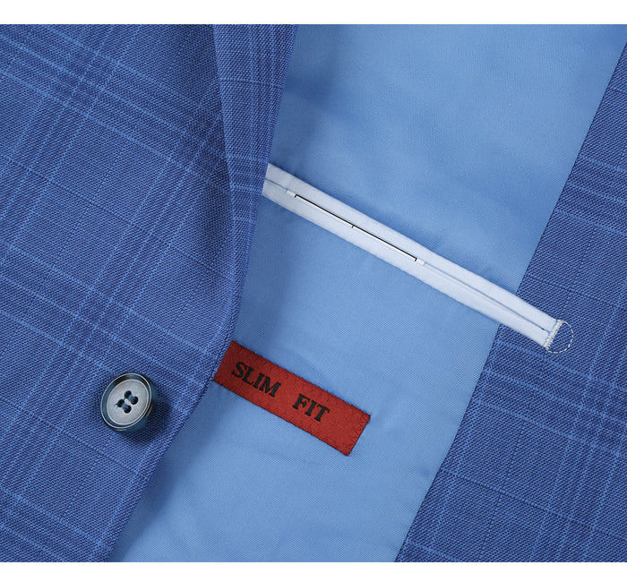 Men's Slim Fit Windowpane 2-Piece Stretch Suit