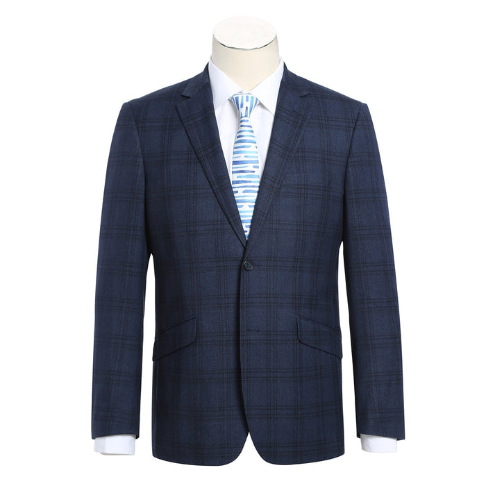Men's Slim Fit Stretch Checked Suit by Renoir