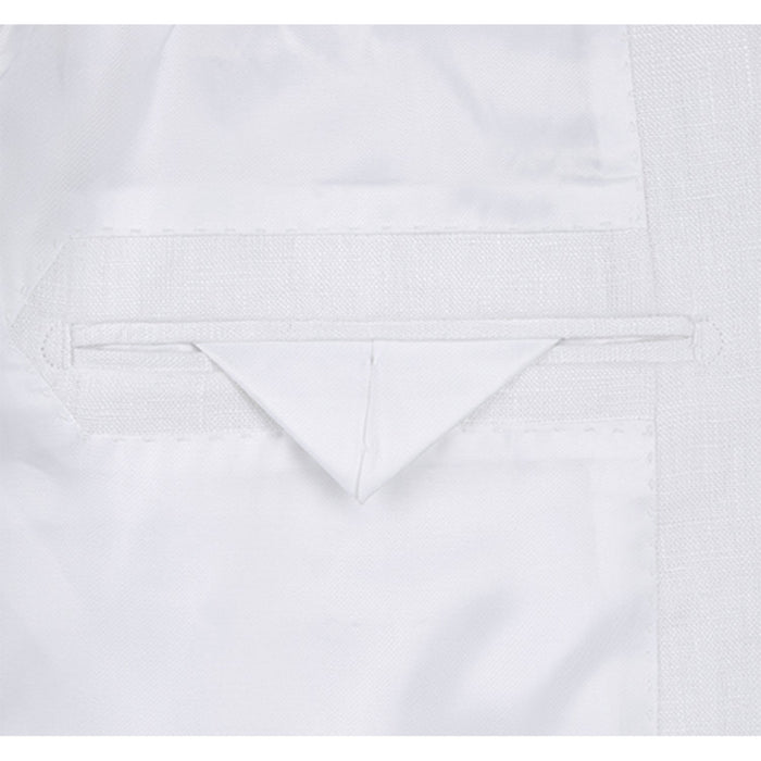 Men's White Linen Suit with Notch Lapel