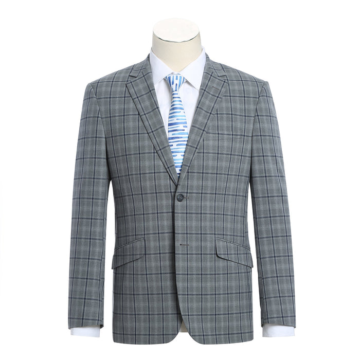Men's Slim Fit Stretch Checked Suit by Renoir