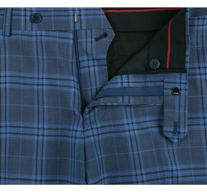 Men's Slim Fit Windowpane Stretch Suit by Renoir