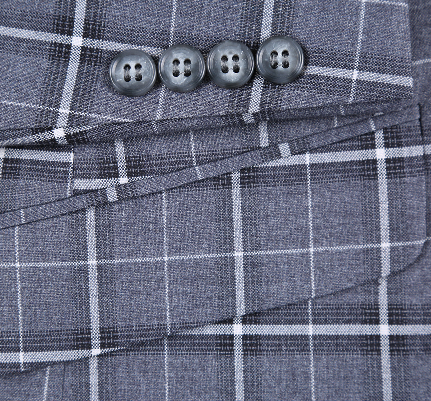 Men's Grey & White Check Classic Suit by Renoir