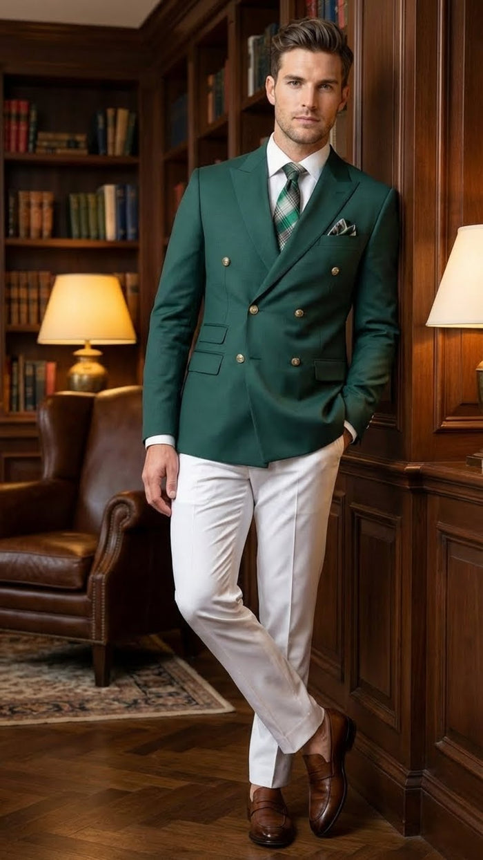 Men’s Dark Green Double Breasted Blazer – Hunter Olive Green Sport Jacket coat